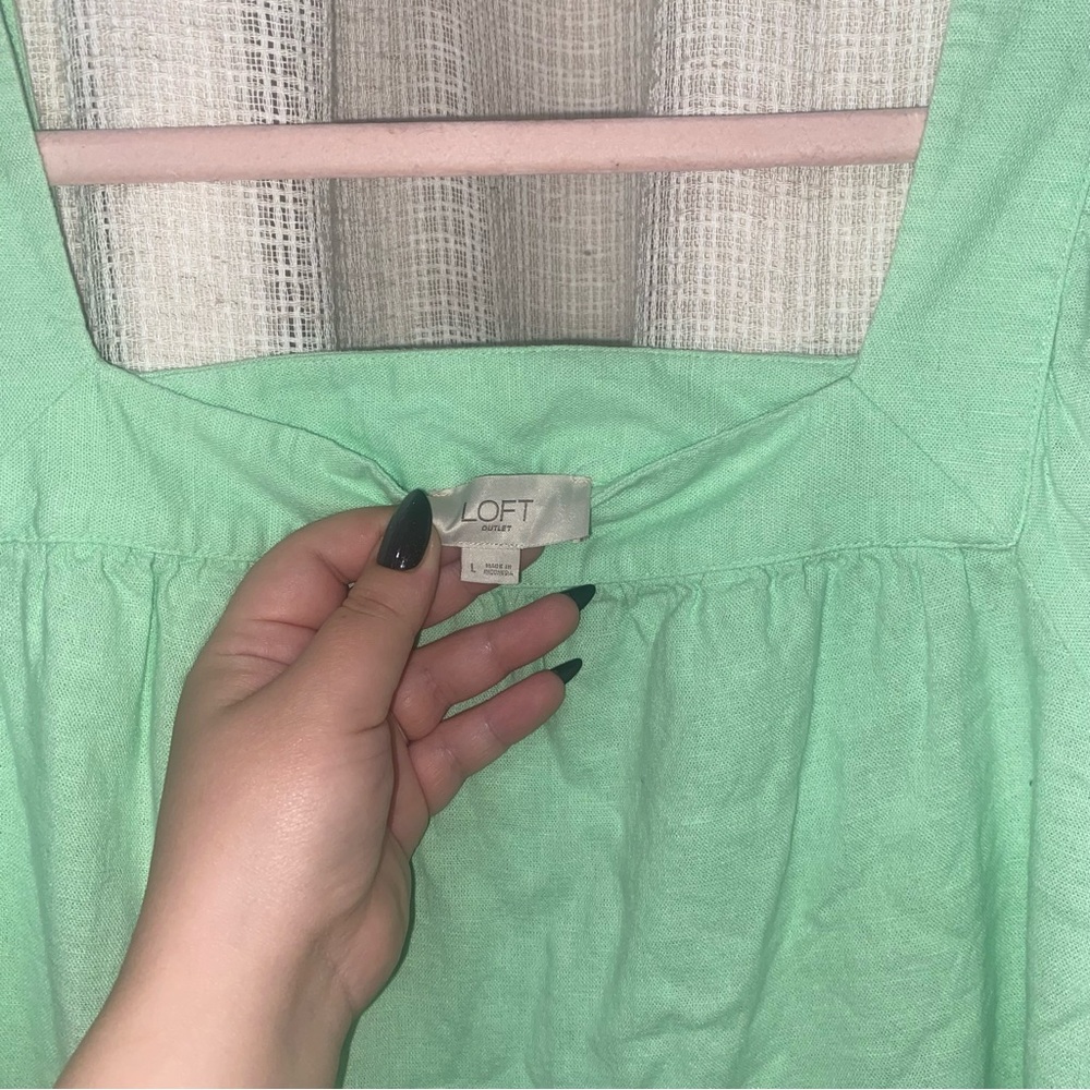 LOFT Mint Green Square Neck Tiered Dress - Picture 2 of 3